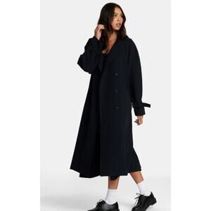 RVCA Benj x Atk ANP Invisible Man Black Trench Coat Women Medium NWT